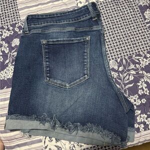 KanCan Blue Frayed Hem Jean Shorts